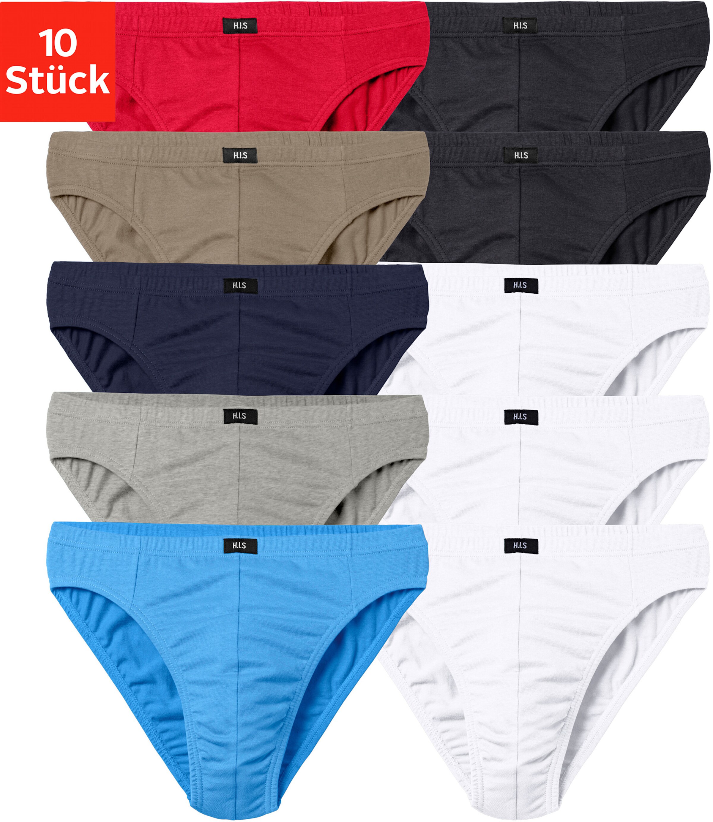 H.I.S Slip in rot, blau, marine, khaki, grau-meliert, weiß, schwarz
