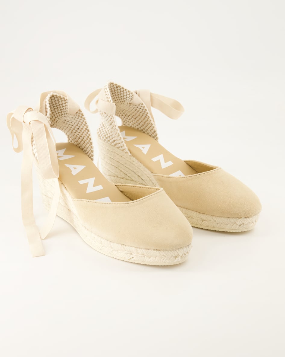 Manebi Hamptons Wedges in Beige