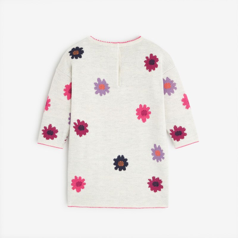 Robe grisee à fleurs pour bébé fille en tricot Catimini Gris ou noir