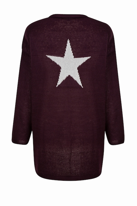 Strickjacke, Rücken mit Glitzerstern, offene Form, Langarm