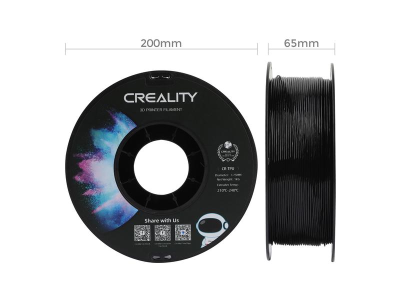 Creality Filament TPU, Schwarz, 1.75 mm, 1 kg Hochwertiges TPU Filament für 3D-Drucker
