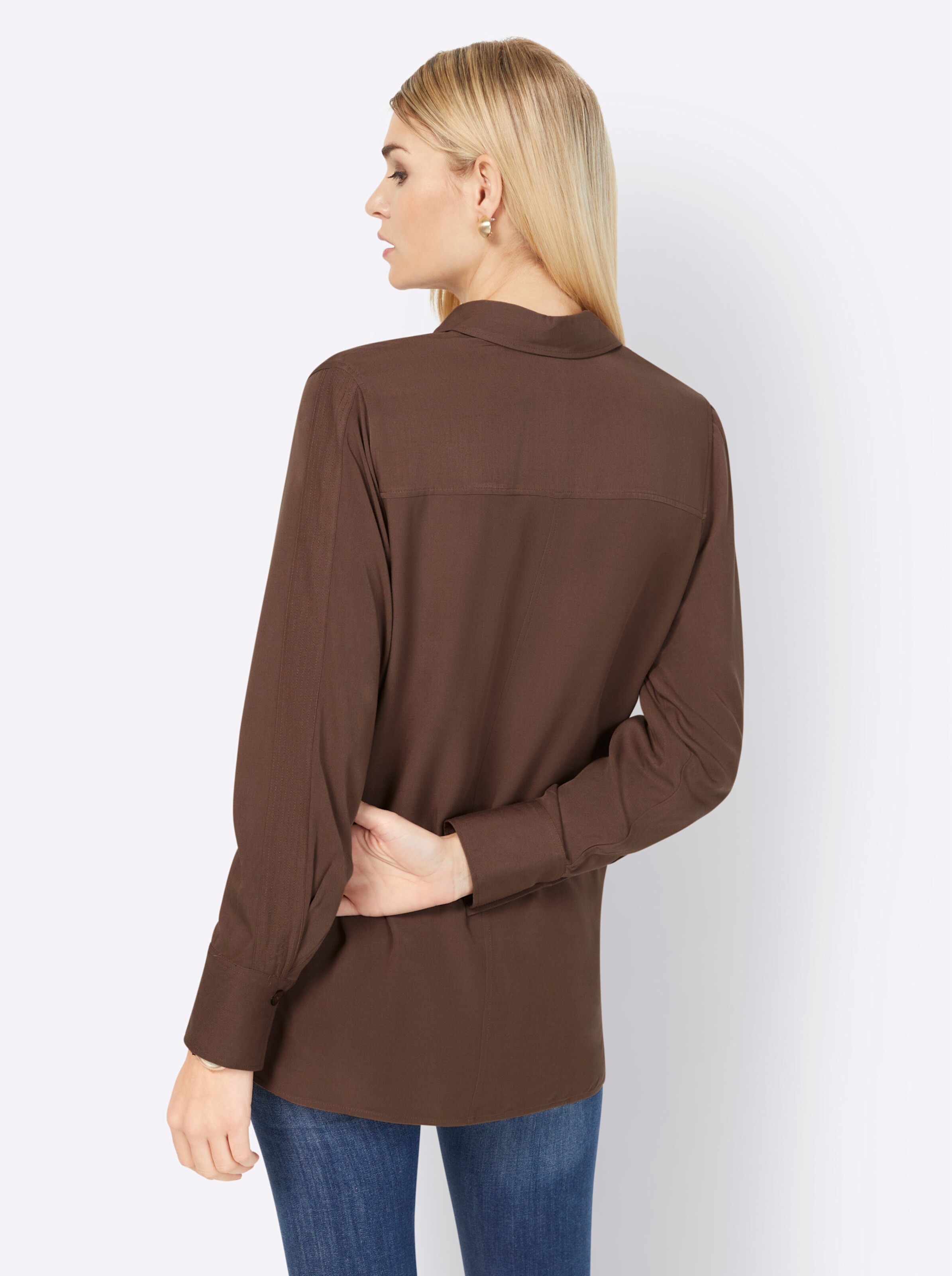 Longbluse in braun