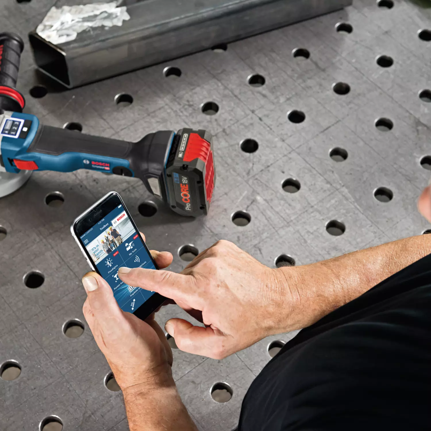 Bosch GWX 18 V-10 SC 18V Li-Ion accu X-LOCK Haakse slijper body  - 125mm - variabel - koolborstelloos - Simply Connected