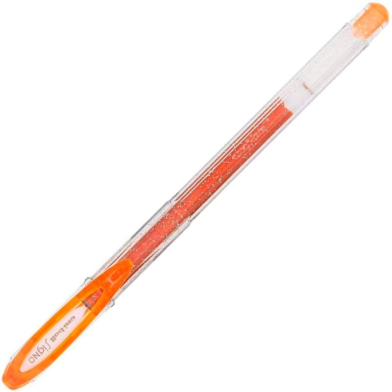 Stylo roller Uni Ball Signo pointe 0,8 mm couleurs assorties pailletées- Pochette de 5