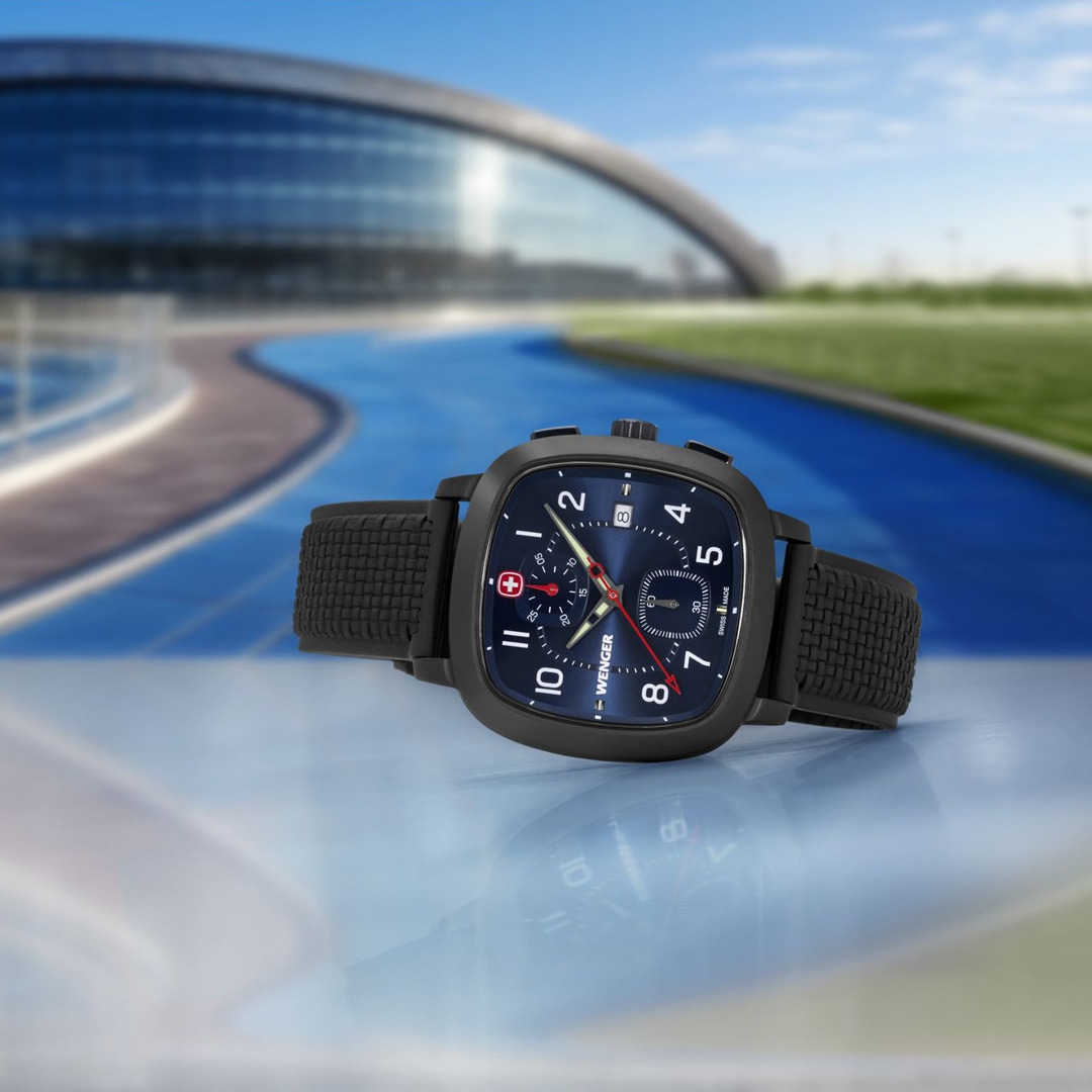 Wenger Vintage Sport Chrono Ø 39.5mm Schwarz / Blau