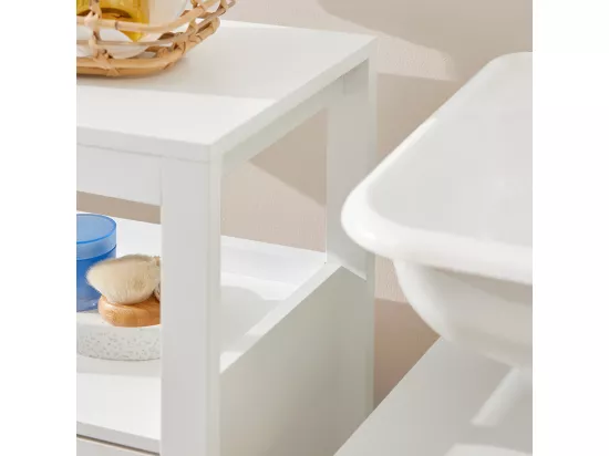 Meuble Bas De Salle De Bain Avec 1 Panier Corbeille À Linge Coffre À Linge, BZr67-w