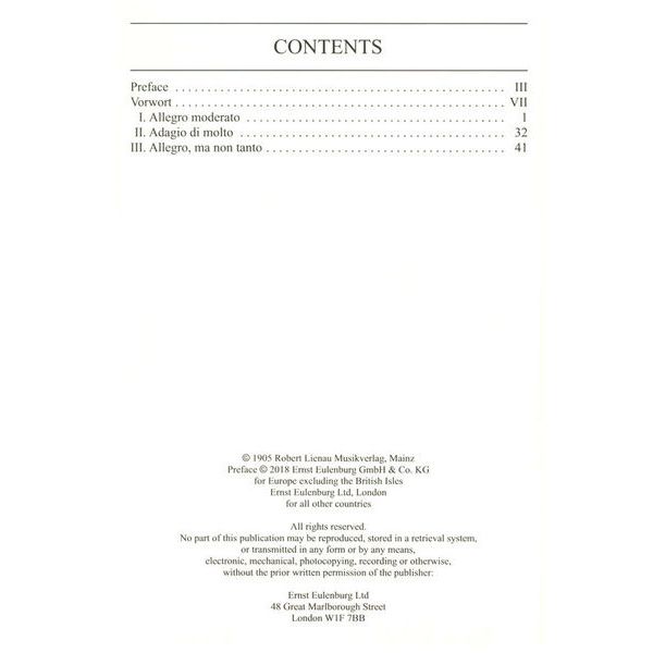 Edition Eulenburg Sibelius Violinkonzert d-Moll