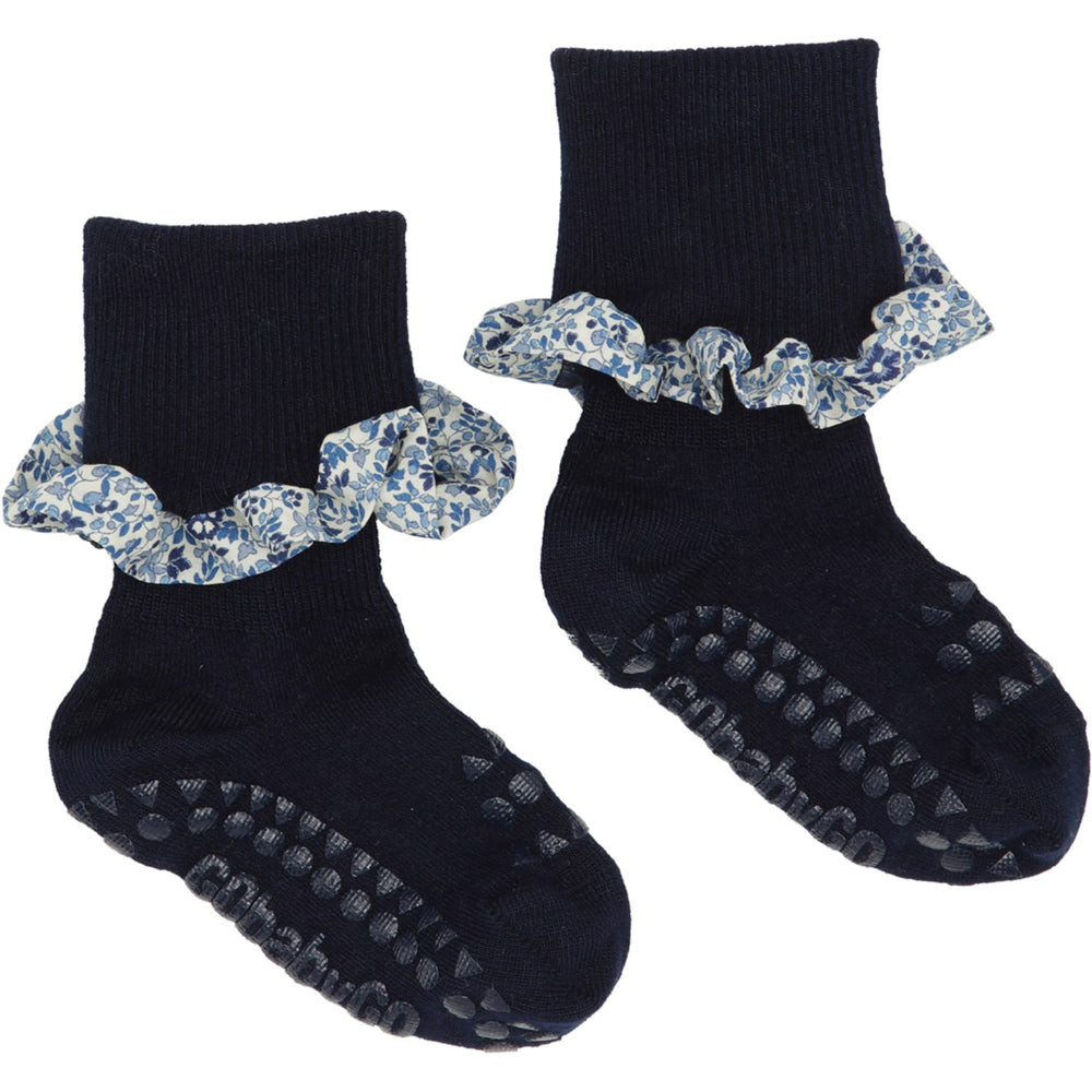 Køb Gobabygo Dark Blue / Katie And Millie Blue Non-slip Strømper Bambus / Liberty