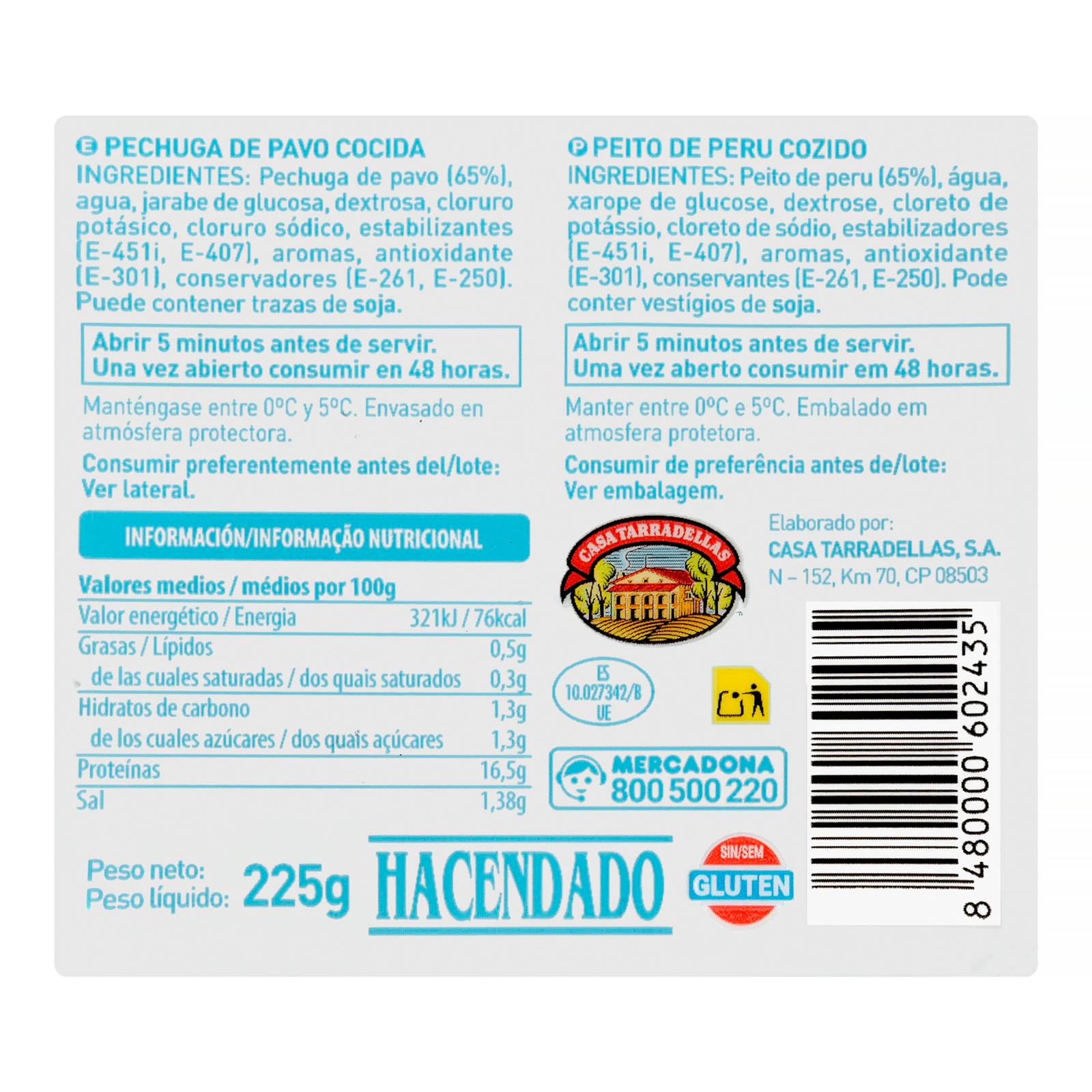 Poitrine de dinde Hacendado faible en sel, fines tranches
