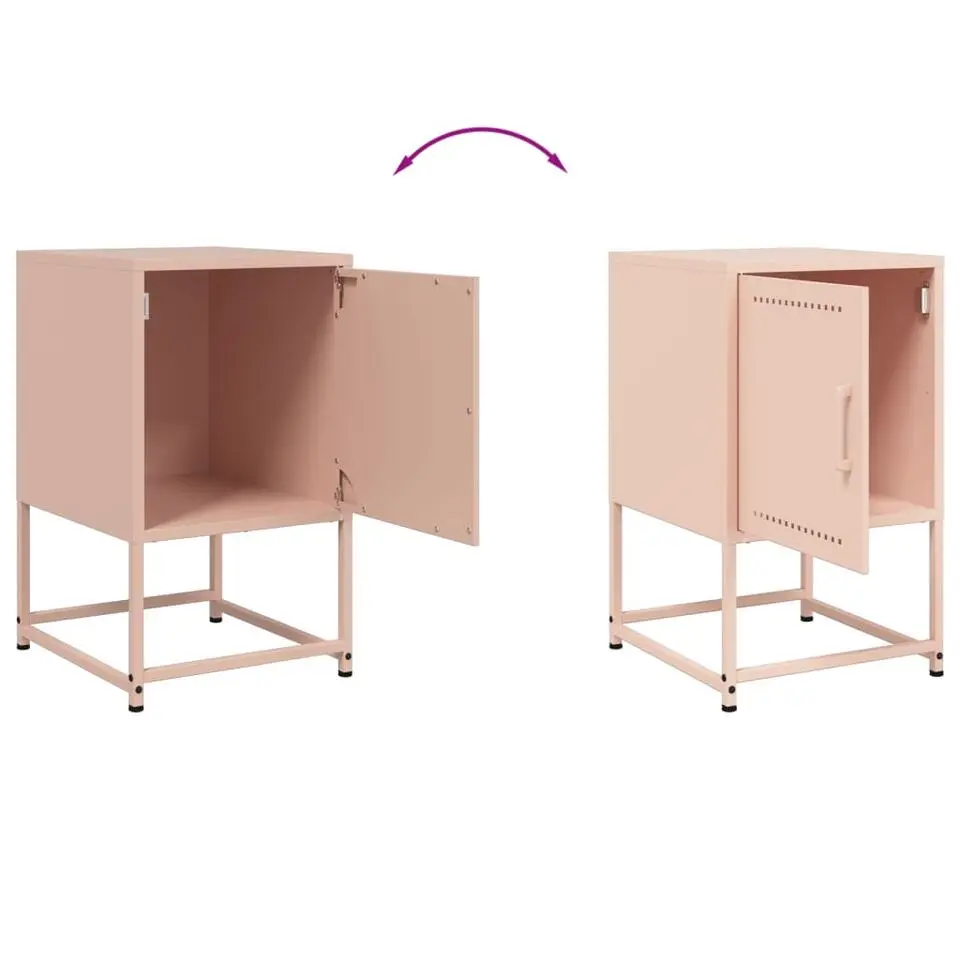vidaXL - Nachtkastje - Roze - Staal - 2 stuks