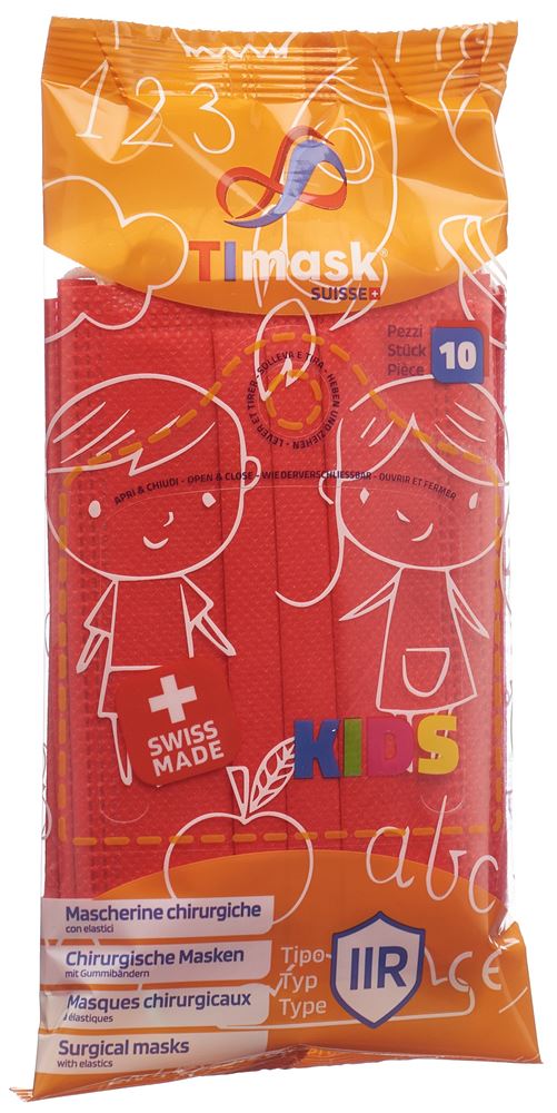 Timask Einweg-Medizinmaske Typ IIR KIDS rot 10 Stk