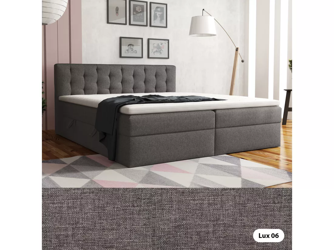 LIT BOXSPRING avec surmatelas Merano 200x200 cm, gris