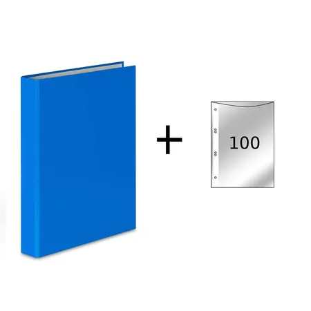 Livepac Office Ringbuch 4-Ring Mechanik, DIN A5, hellblau + 100 Prospekthüllen