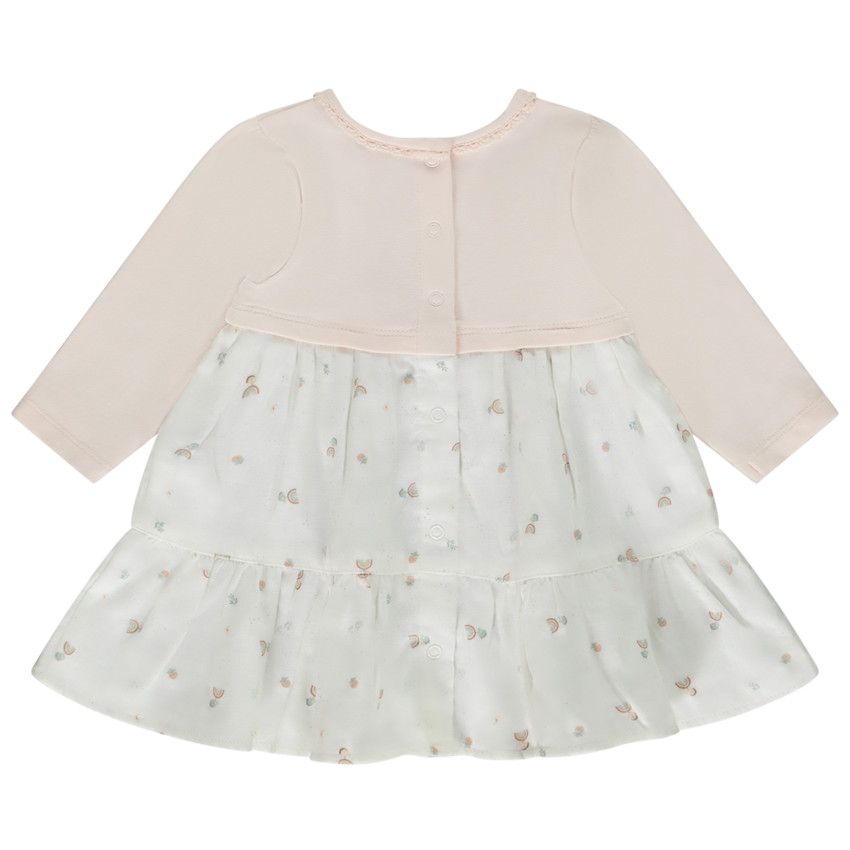 Robe effet 2 en 1 imprimé arcs-en-ciel pour bébé fille - Rose