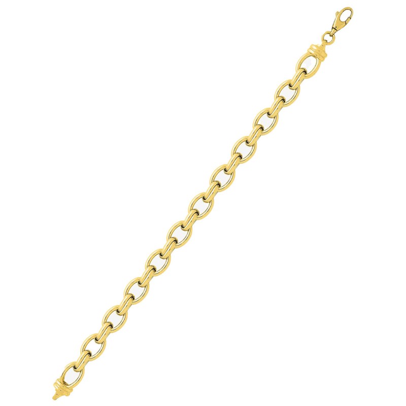 Bracelet Femme 18 cm - Fantaisie - Or 18 Carats - Largeur 8 mm