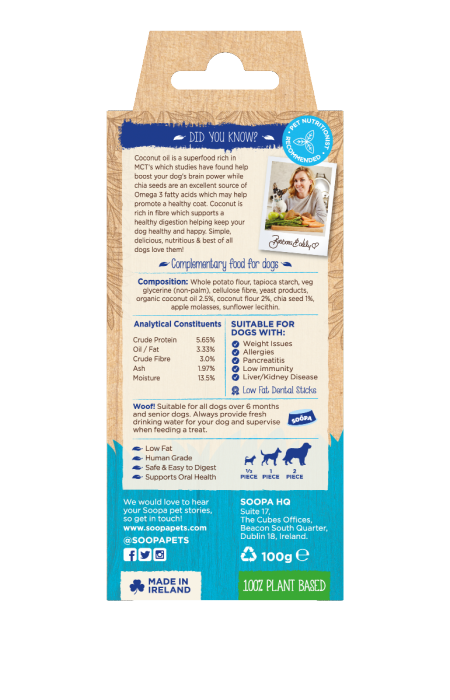 SOOPA - BLAND 3 FOR 108 - Dental Sticks Cocont & Chia Seed 100g