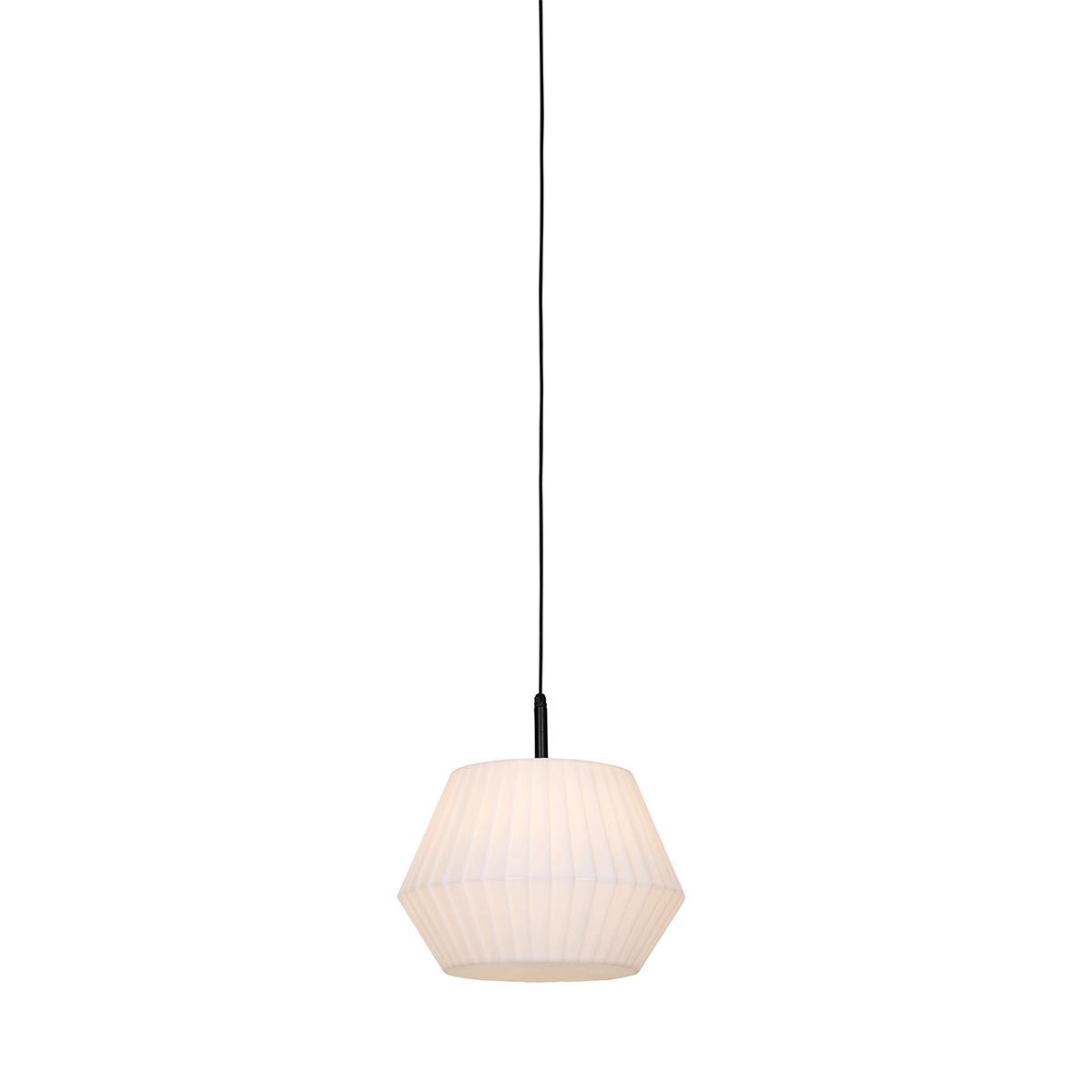 Moderne buiten hanglamp zwart met witte kap 45,6 cm IP44 - Robbert
