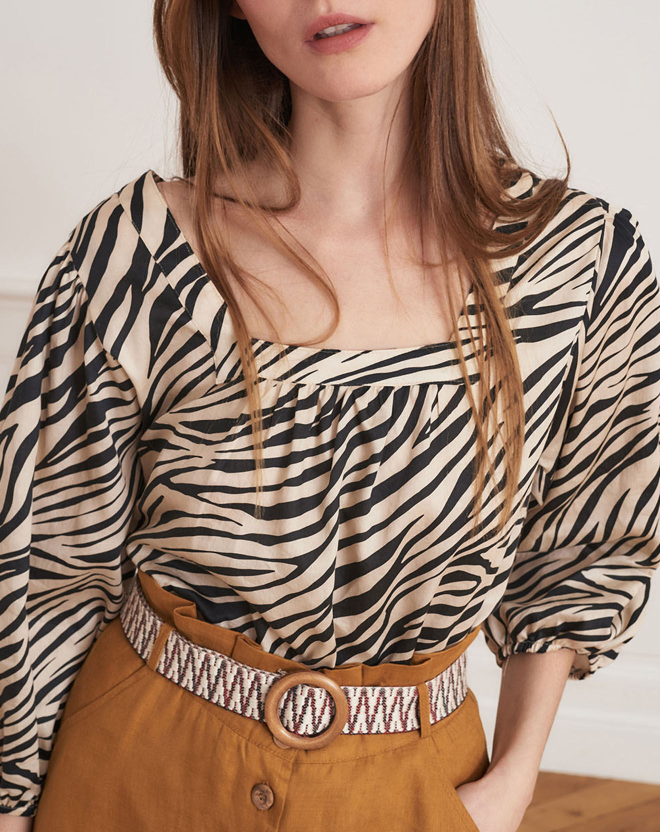 La Petite Francaise Jupe 100% Lin Josselin ocre foncé