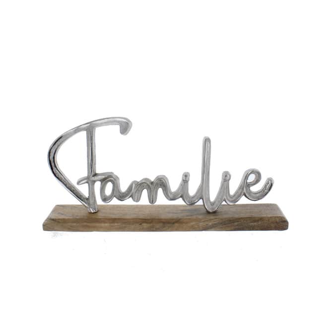 Schriftzug - Familie - silber/braun - ca. 30,5 x 5 x 15 cm