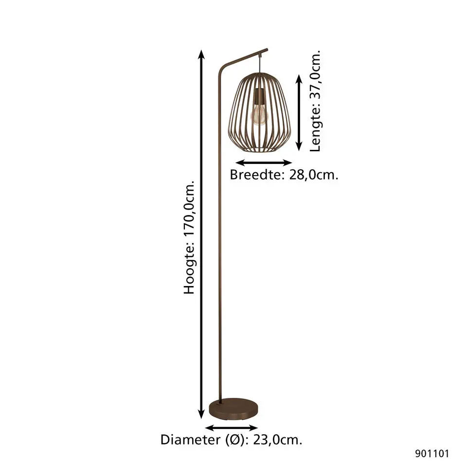 EGLO Espinal Vloerlamp - E27 - H 170 cm - Brons - Staal