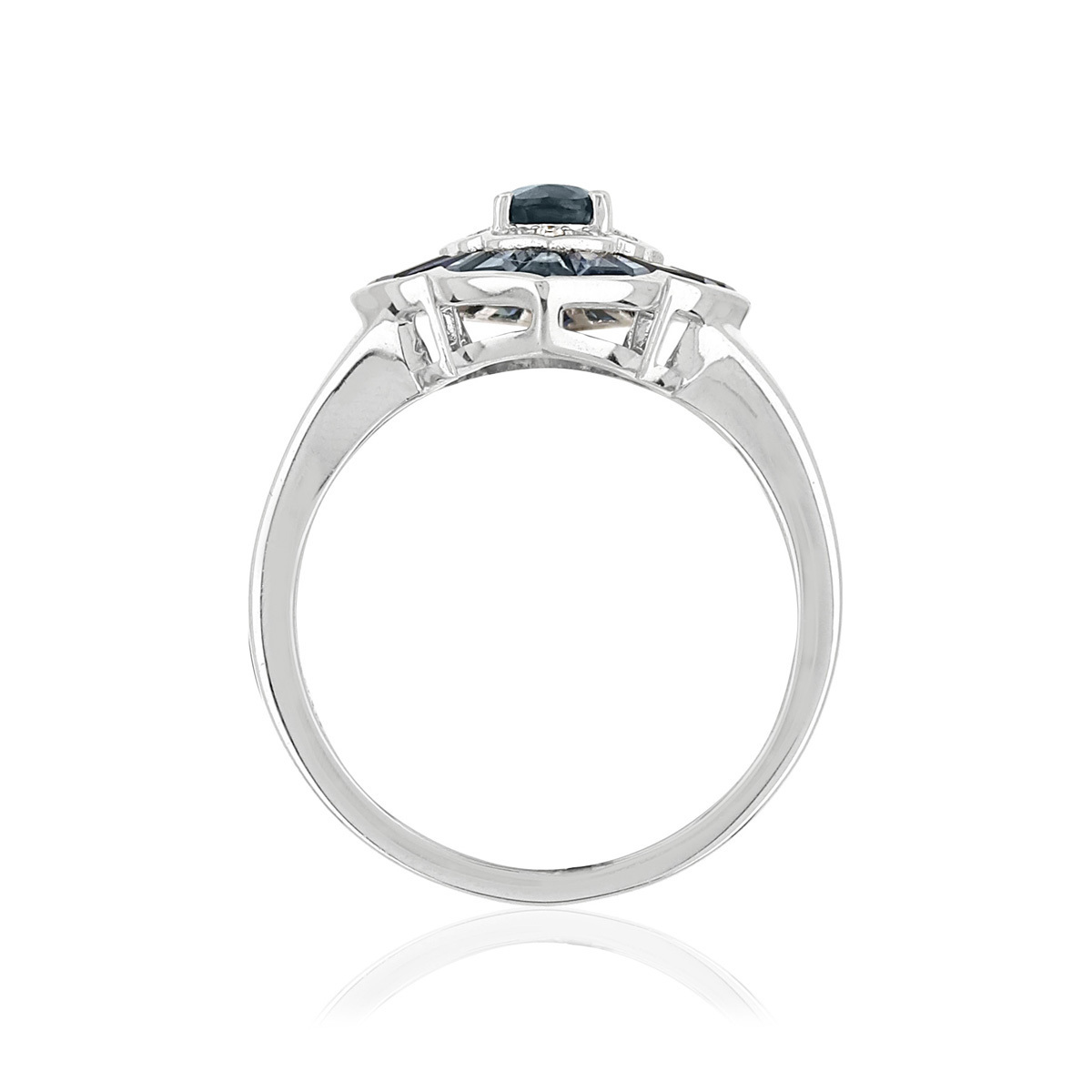 Bague or blanc 750 saphir diamant