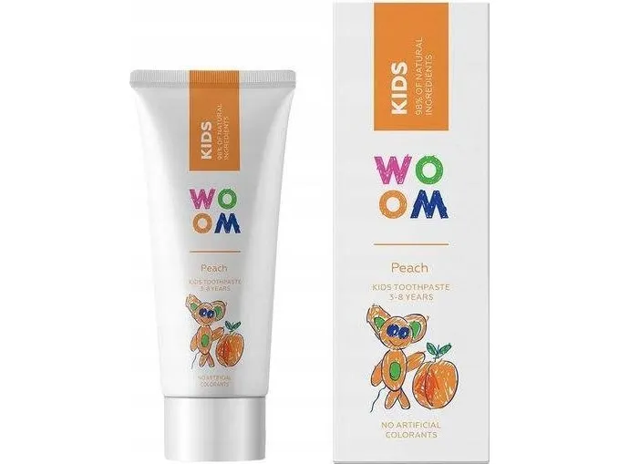 WOOM_Kids natural toothpaste for children ages 3-8 Peach 50ml