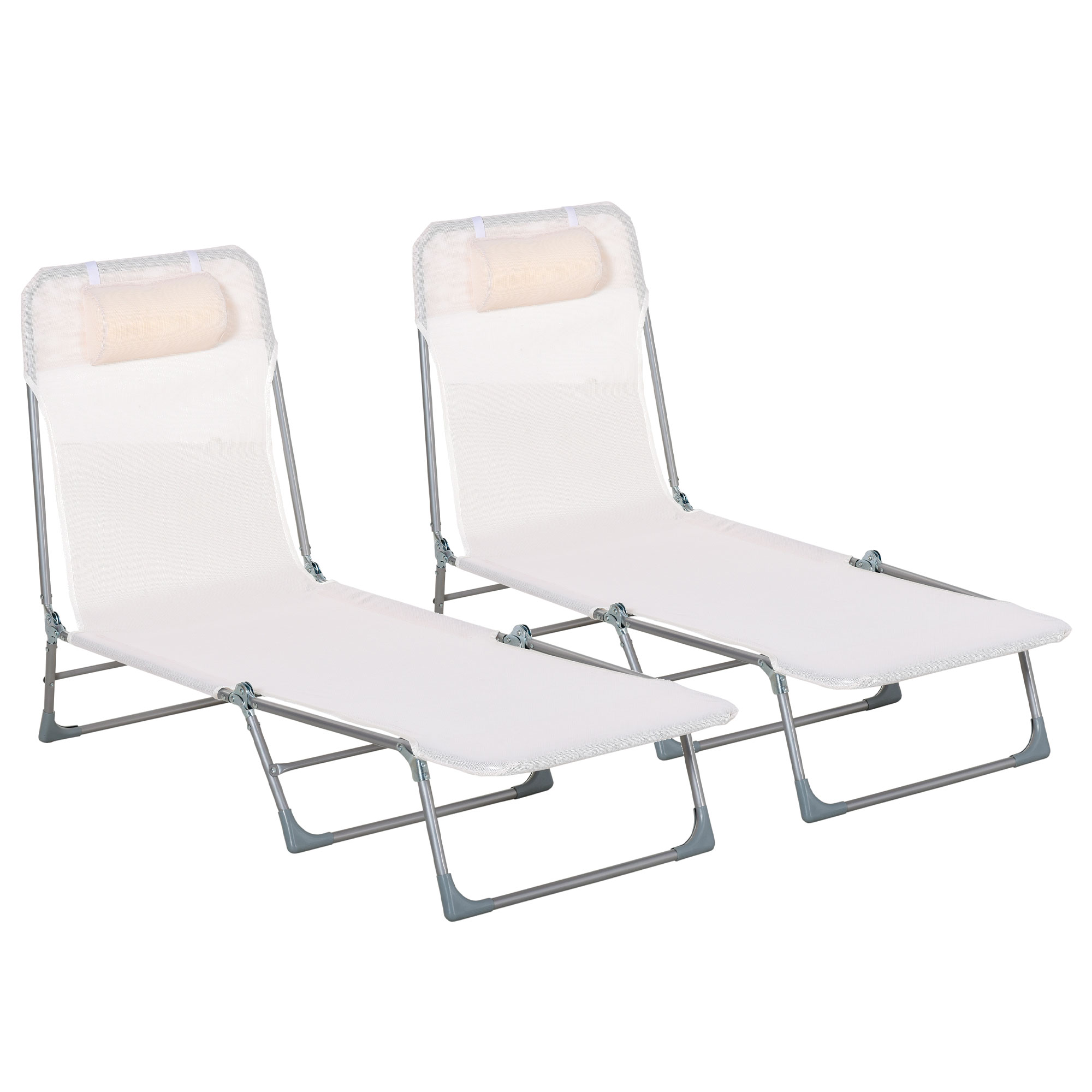 Espreguiçadeiras dobráveis Outsunny cor creme