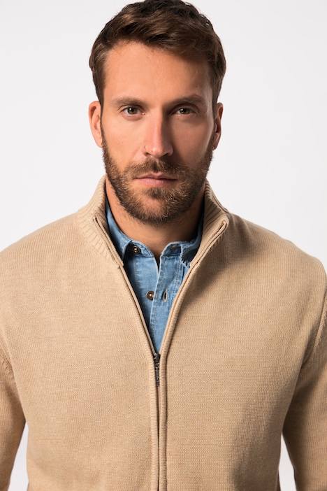 Strickjacke, Stehkragen, Rippbündchen