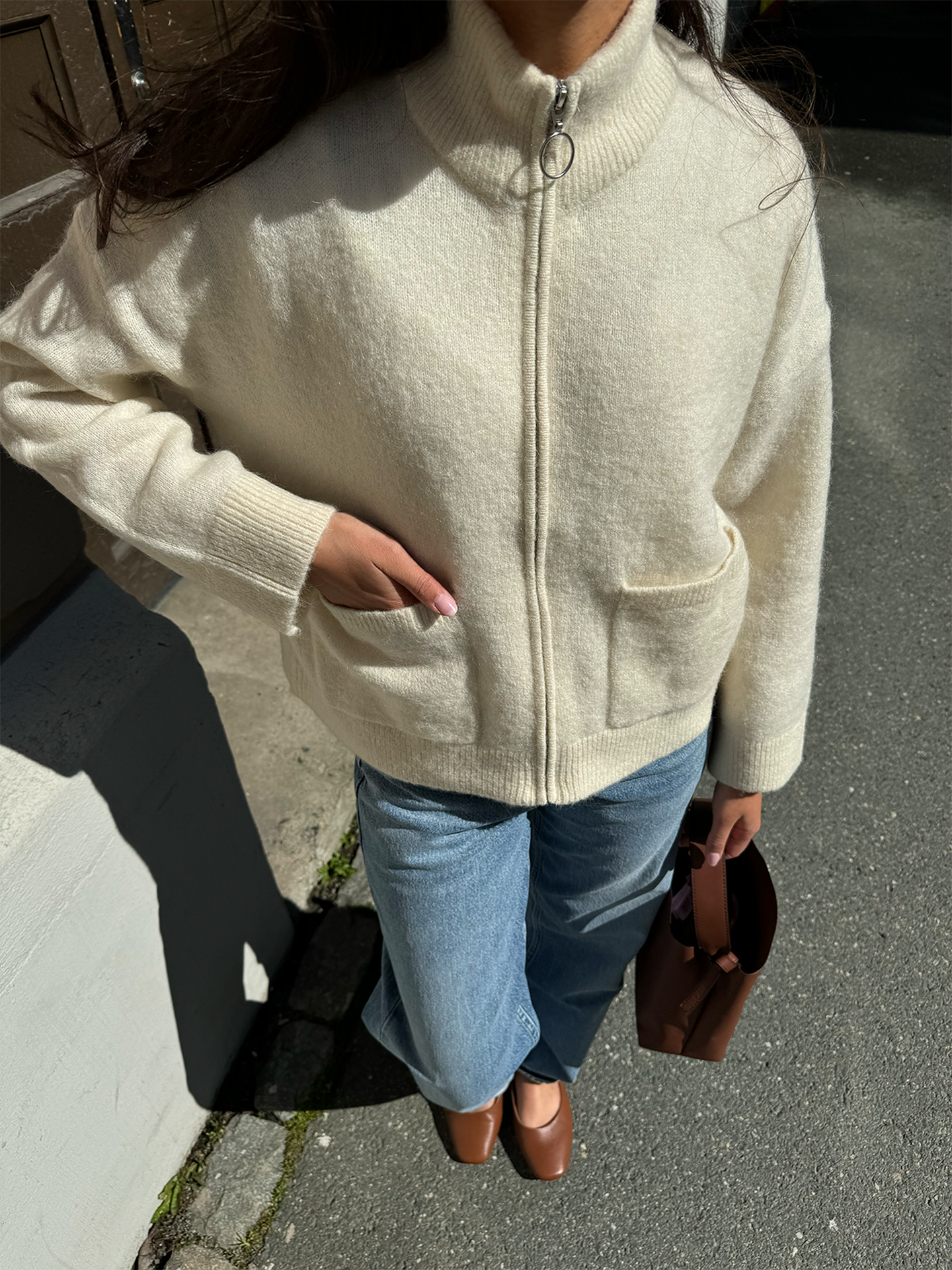 Sia Ras Long Sleeve Knit Zipper Cardigan
