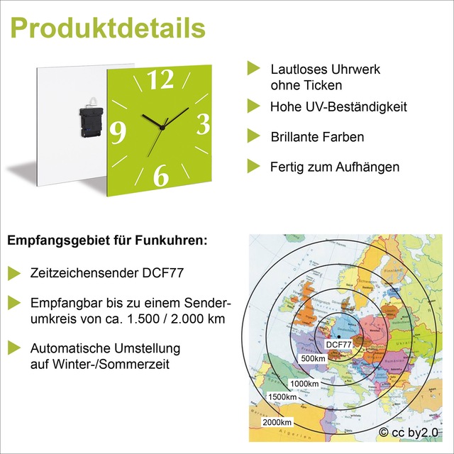 Artland Wanduhr »Schiefermauer« wahlweise mit  Quarz- oder Funkuhrwerk, lautlos ohne Tickgeräusche