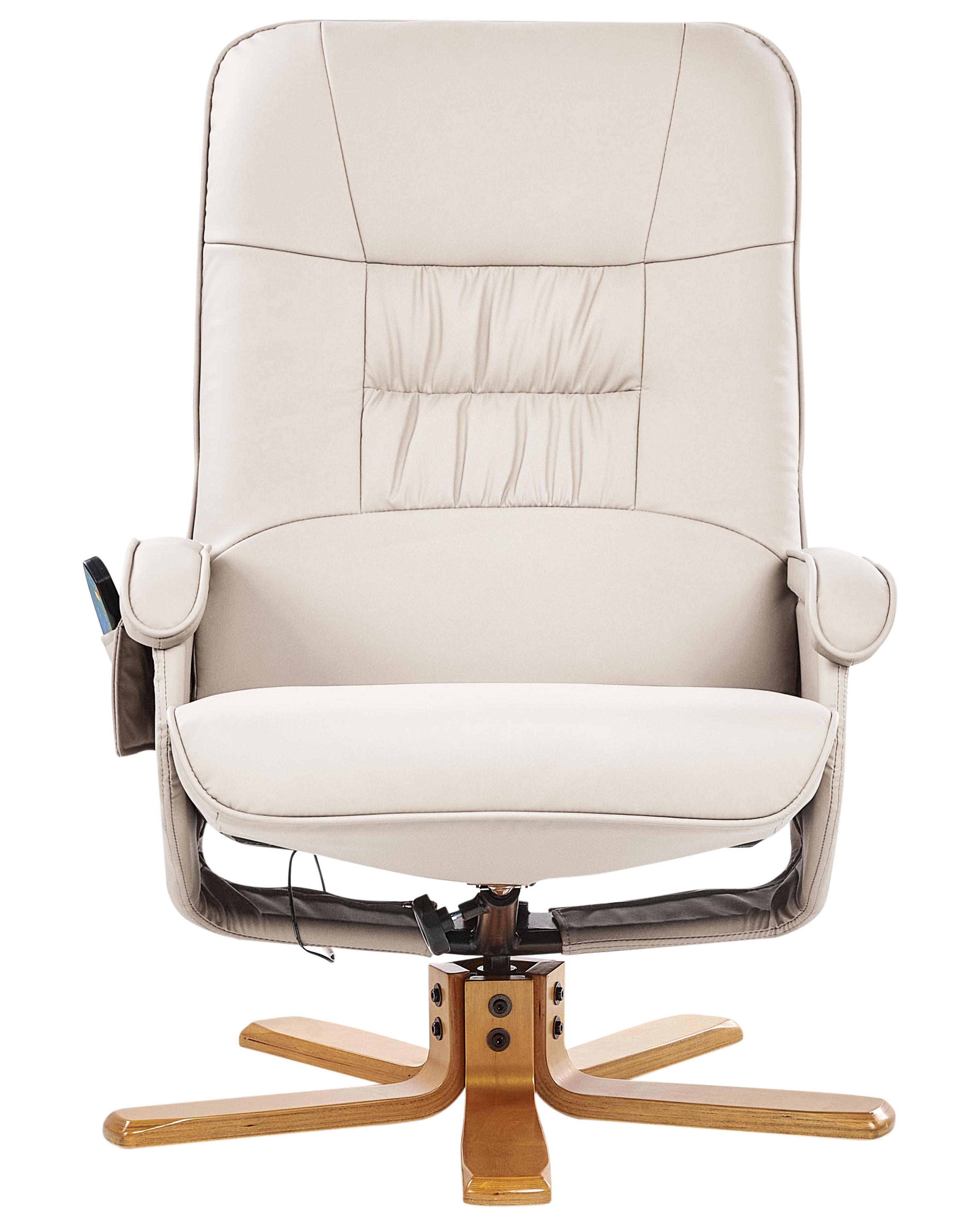 Massagestoel RELAXPRO met voetenbank Kunstleer Lichtbeige