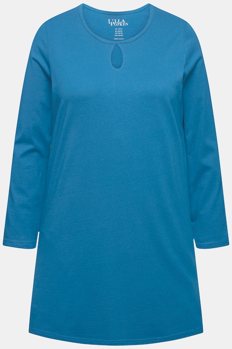 Longshirt, A-Linie, Keyhole, Rundhals, Langarm