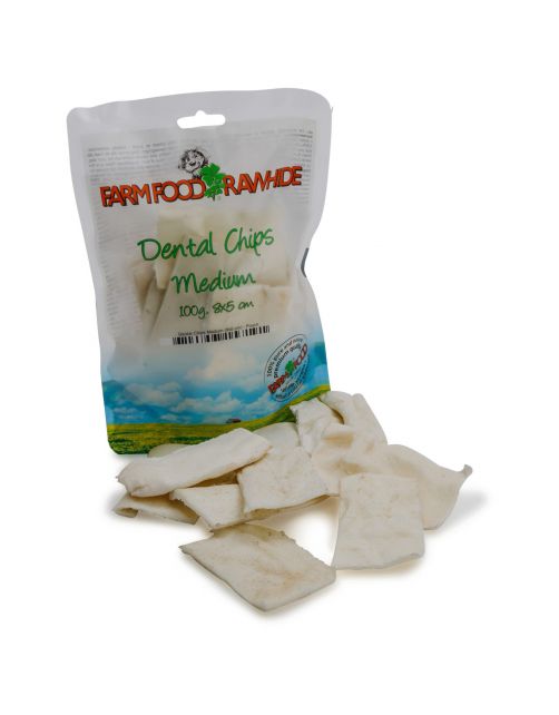 Farm Food Rawhide Dental Chips - Hondensnacks - Rund 4 x 8 cm 100 g Wit