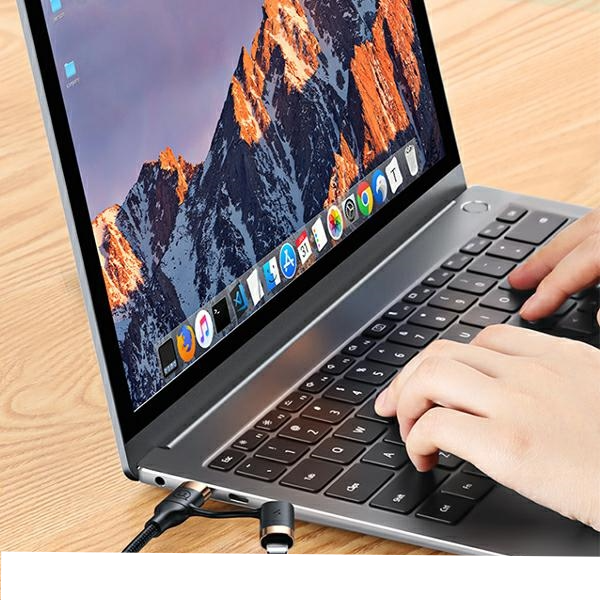 (1.2m) 60W 2in1 USB C / USB A auf USB C / Lightning Nylon Ladekabel Fast Charging PD Datenkabel (USA001137) - Gold / Schwarz