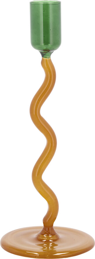 Villa Collection Lysestage Styles 7,8 x 19,6 cm Grøn/Amber Glas Grøn/amber