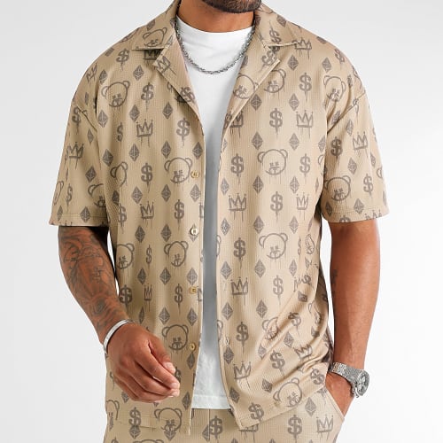 Ensemble Chemise Oversize Et Short Jogging Maison de Couture 0053 0057 Camel
