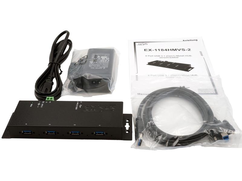 Exsys USB-Hub EX-1184HMVS-2 Porterweiterung mit 4 USB 3.0 Anschlüssen