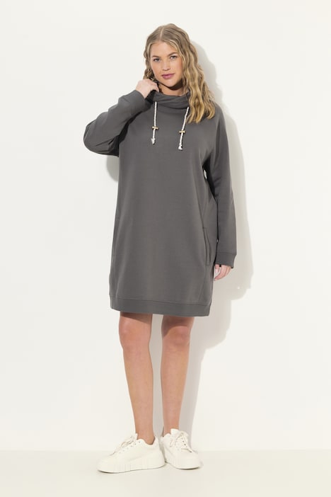 Sweatkleid, Stehkragen, Langarm, Taschen