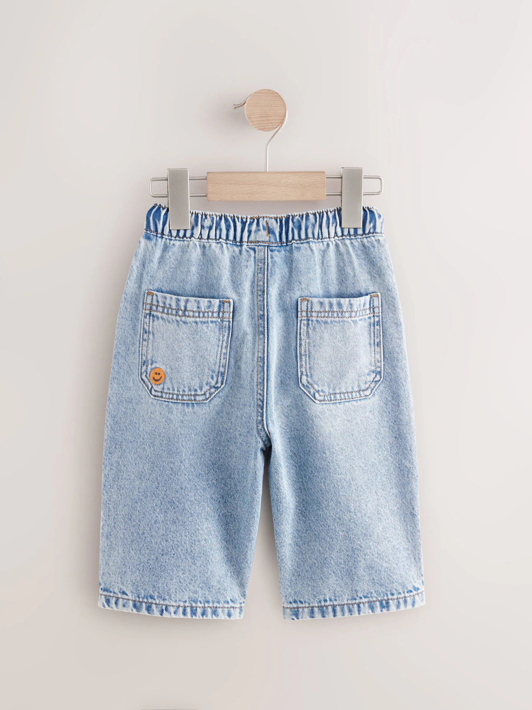 Normaal blauw - 100% katoenen denim jeans met borduursel (3mnd -7jr)