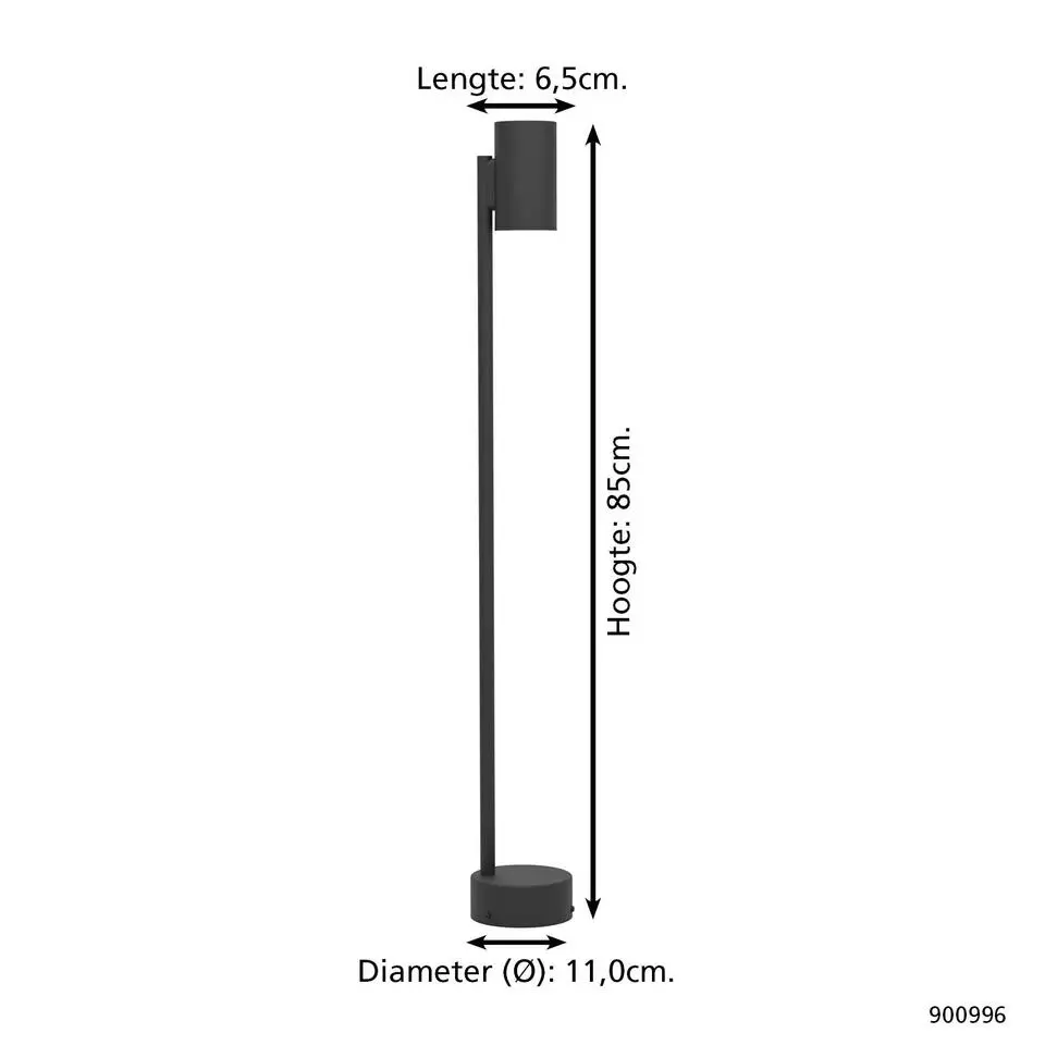 EGLO Izzalini Sokkellamp - GU10 - 85 cm - Zwart