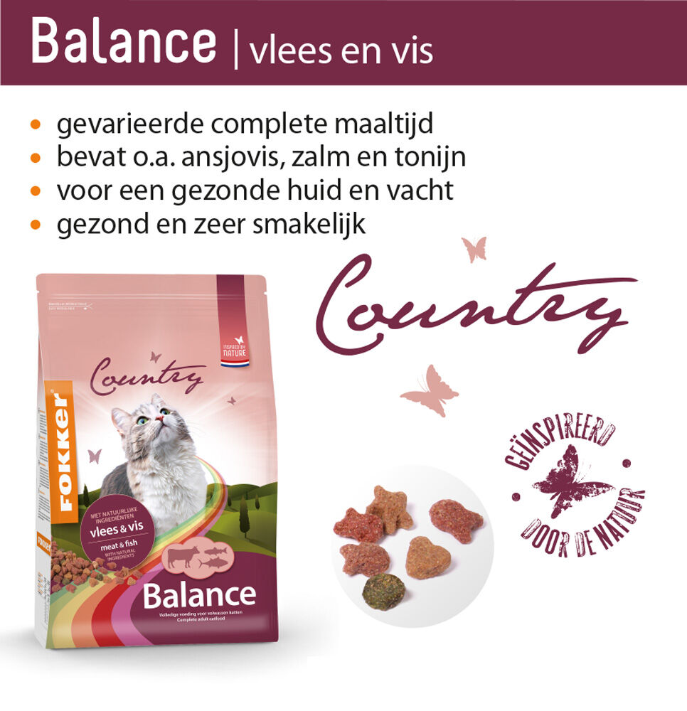 Fokker Country Balance - Kattenvoer - 10 Kilogram - vis, gevogelte, rund