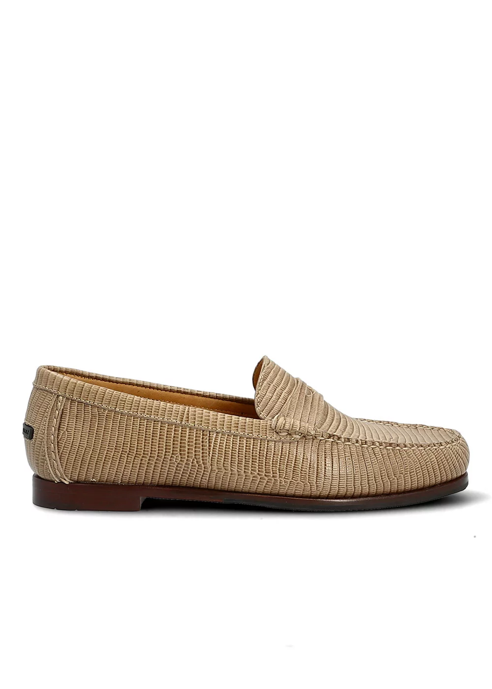 MOCASSIN W LIZARD BEIGE