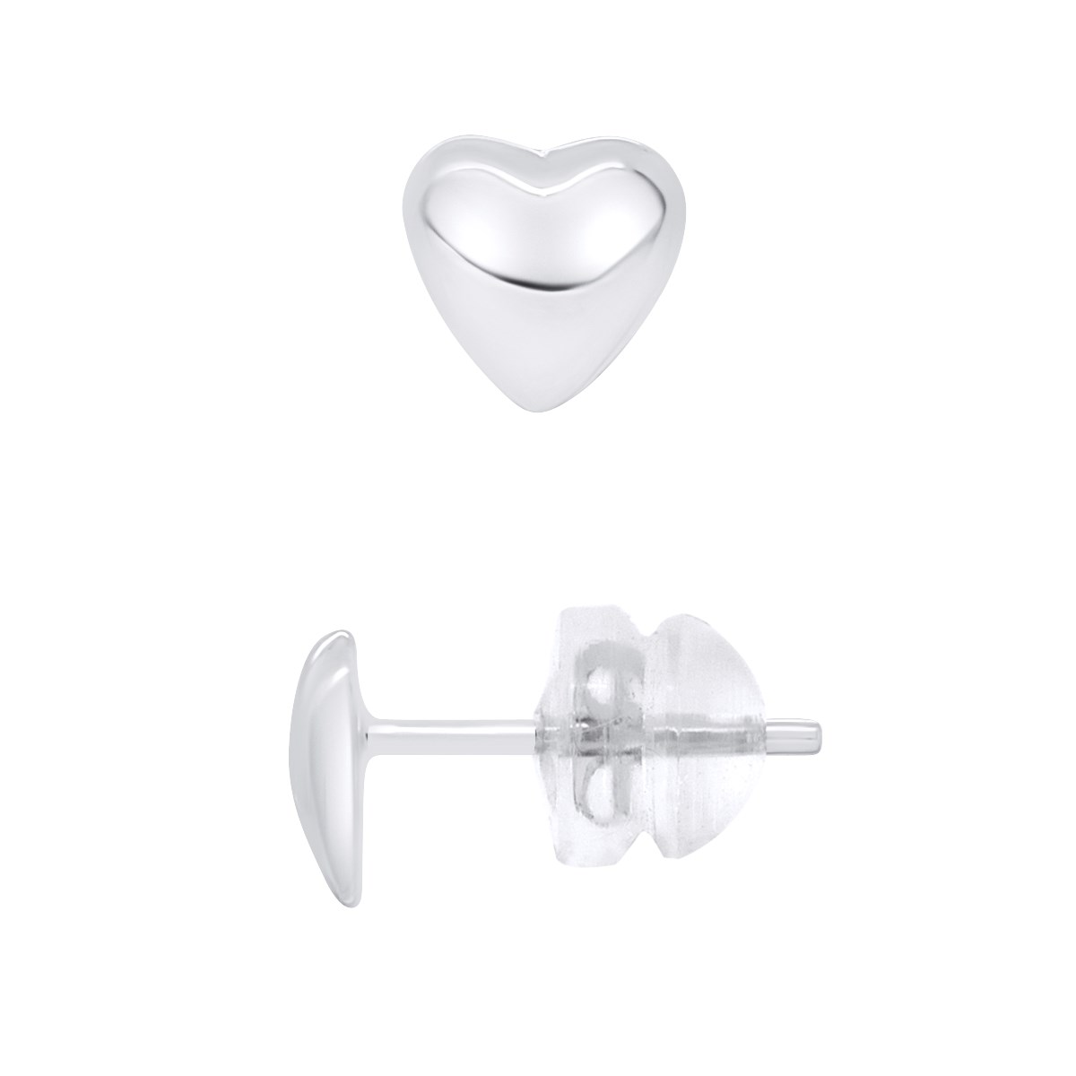 Boucles d'Oreilles COEUR BOMBÉ - Or Blanc