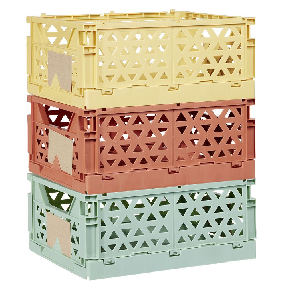Caisse pliable avec porte-étiquette marron L33xl25xH15cm