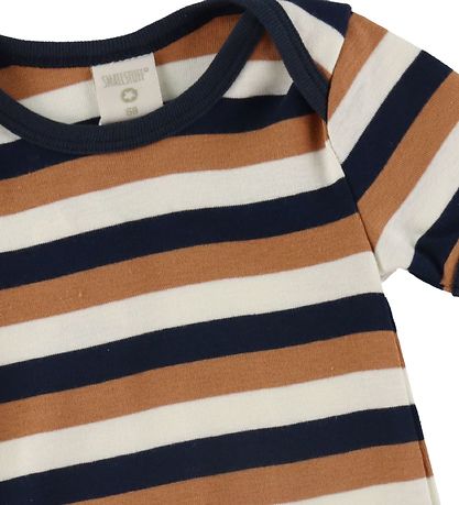 Smallstuff Sommerstrampler - Navy/Hagebuttenstreifen