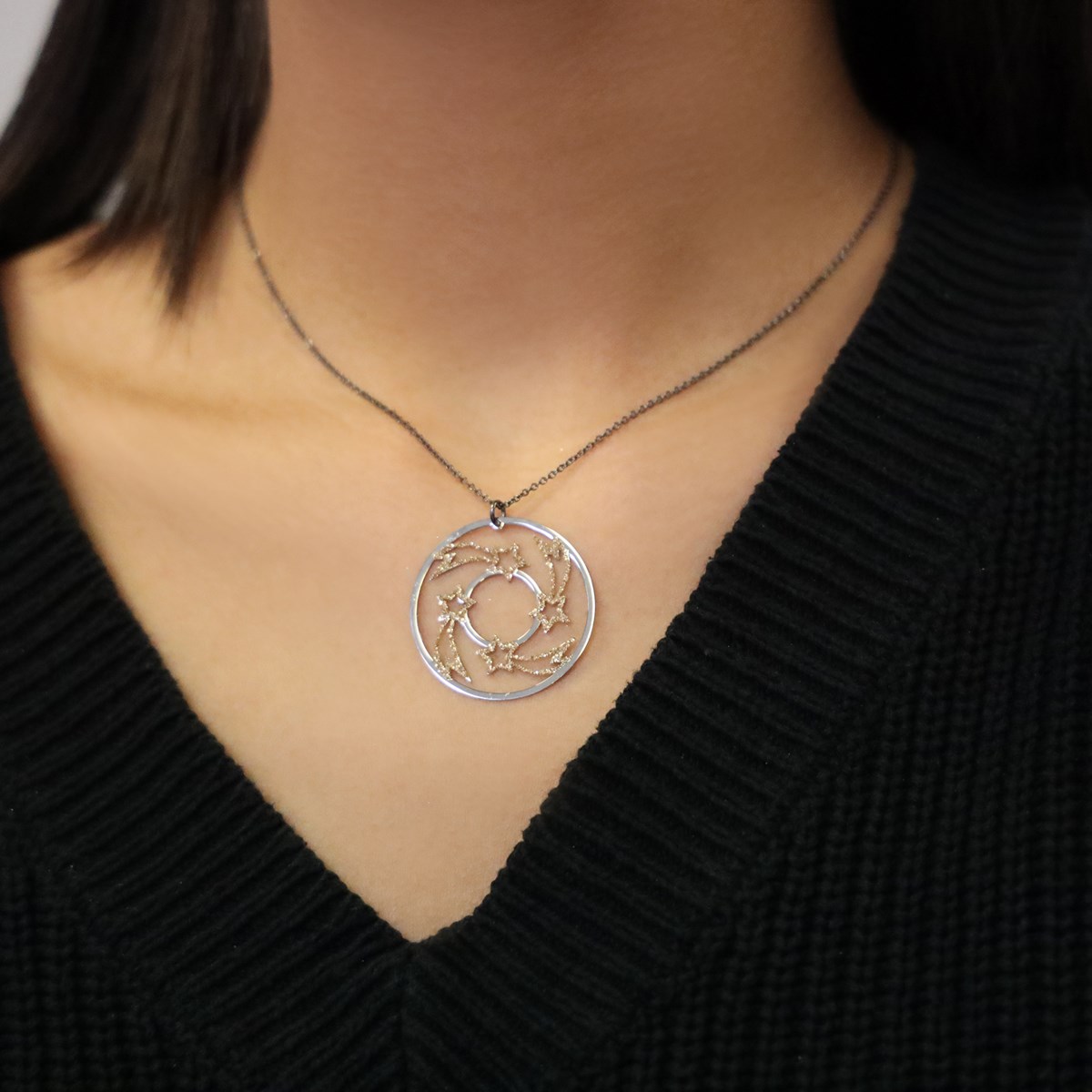 Collier étoile Filante Argent Glitter Blanc