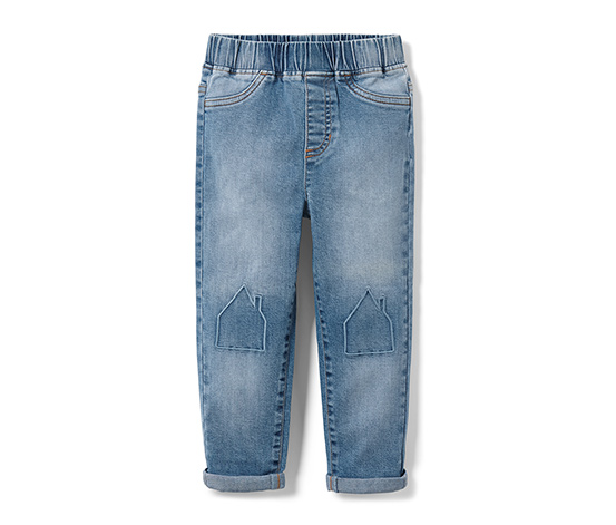 Kleinkind-Schlupfdenim, mit Häuschen-Stickerei