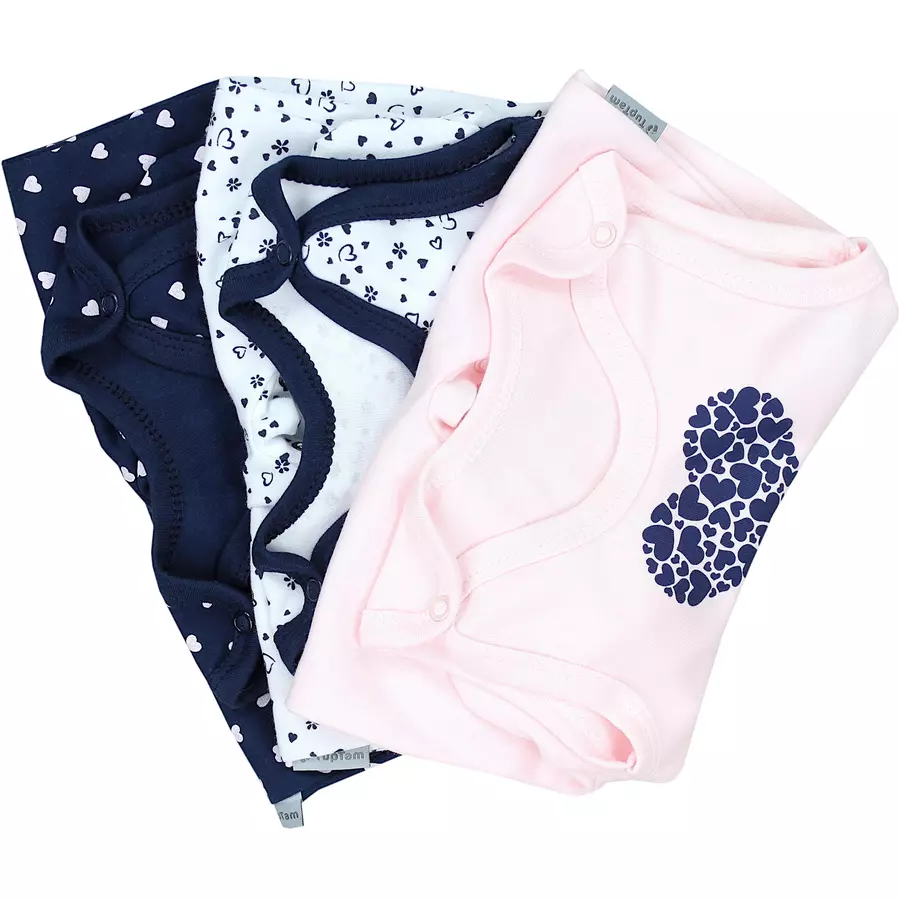 TupTam Baby Mädchen Strampler mit Fuß 3er Pack rosablau