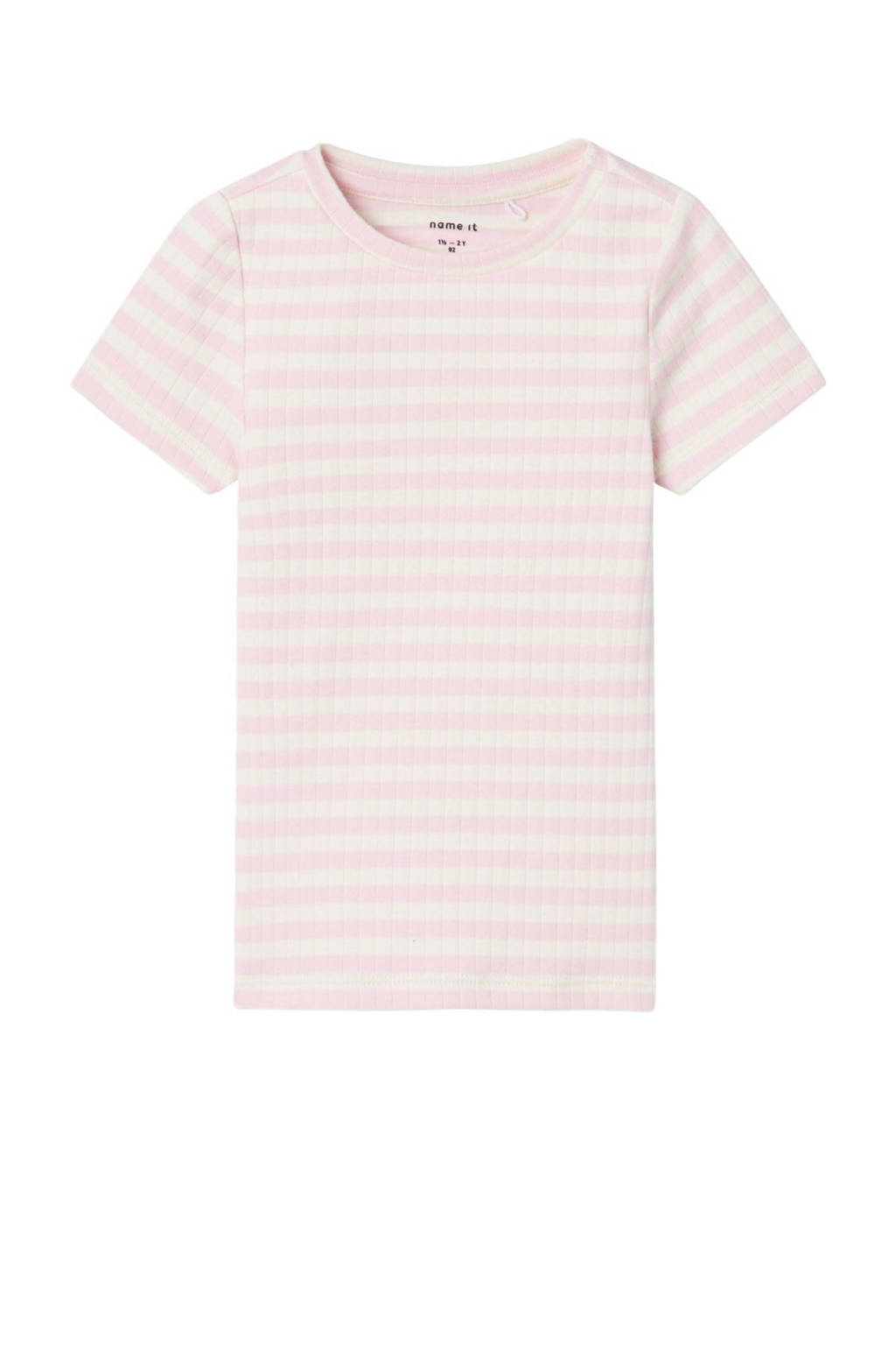 NAME IT gestreept T-shirt NMFSURAJA lichtroze/wit