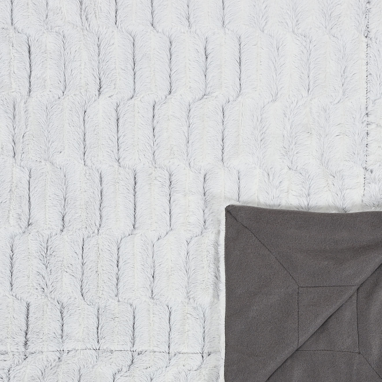 Home Deco Factory Plaid carreaux imitation fourrure XXL gris clair - 140x204 cm